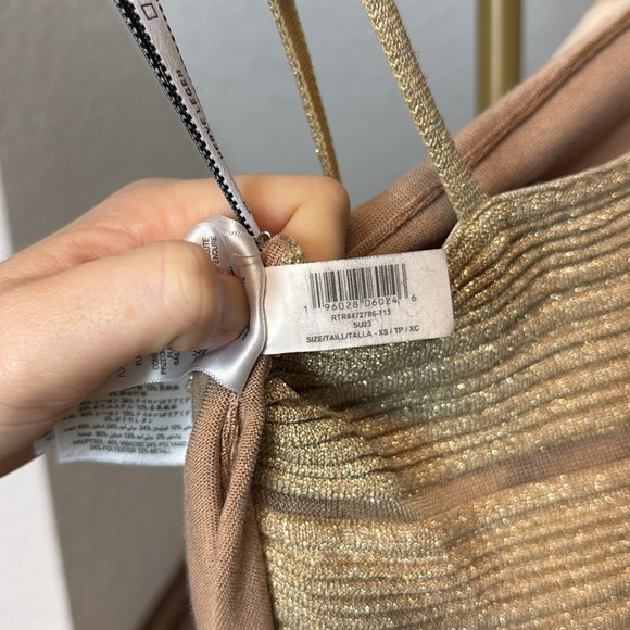 Herve Leger Bandage Metallic Striped Trumpet Gown Gold - Picture 12 of 13